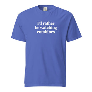 The Tractor Mugs Store Flo Blue / S I'd Rather Be Watching Combines | Unisex Premium T-shirt Quality Farmers Merch