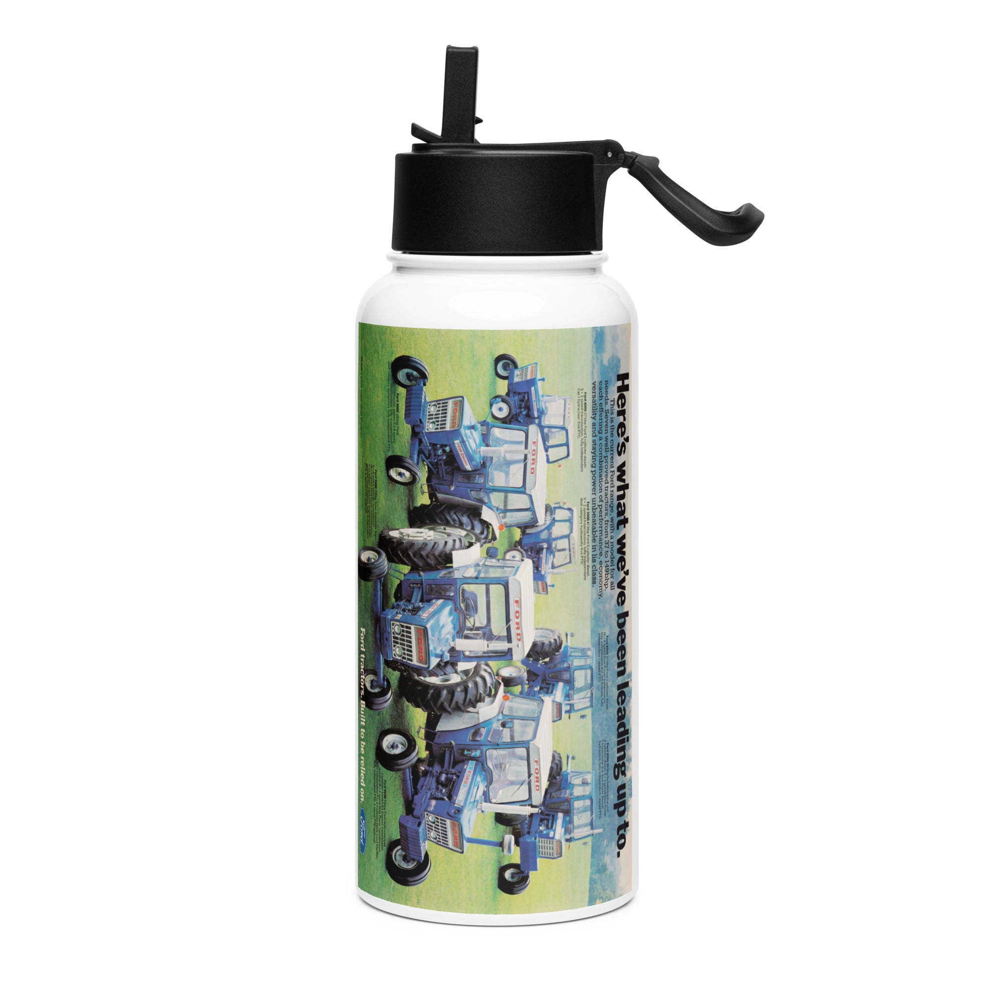 The Tractor Mugs Store Ford '000 Series Advert | Stainless steel water bottle with a straw lid Quality Farmers Merch