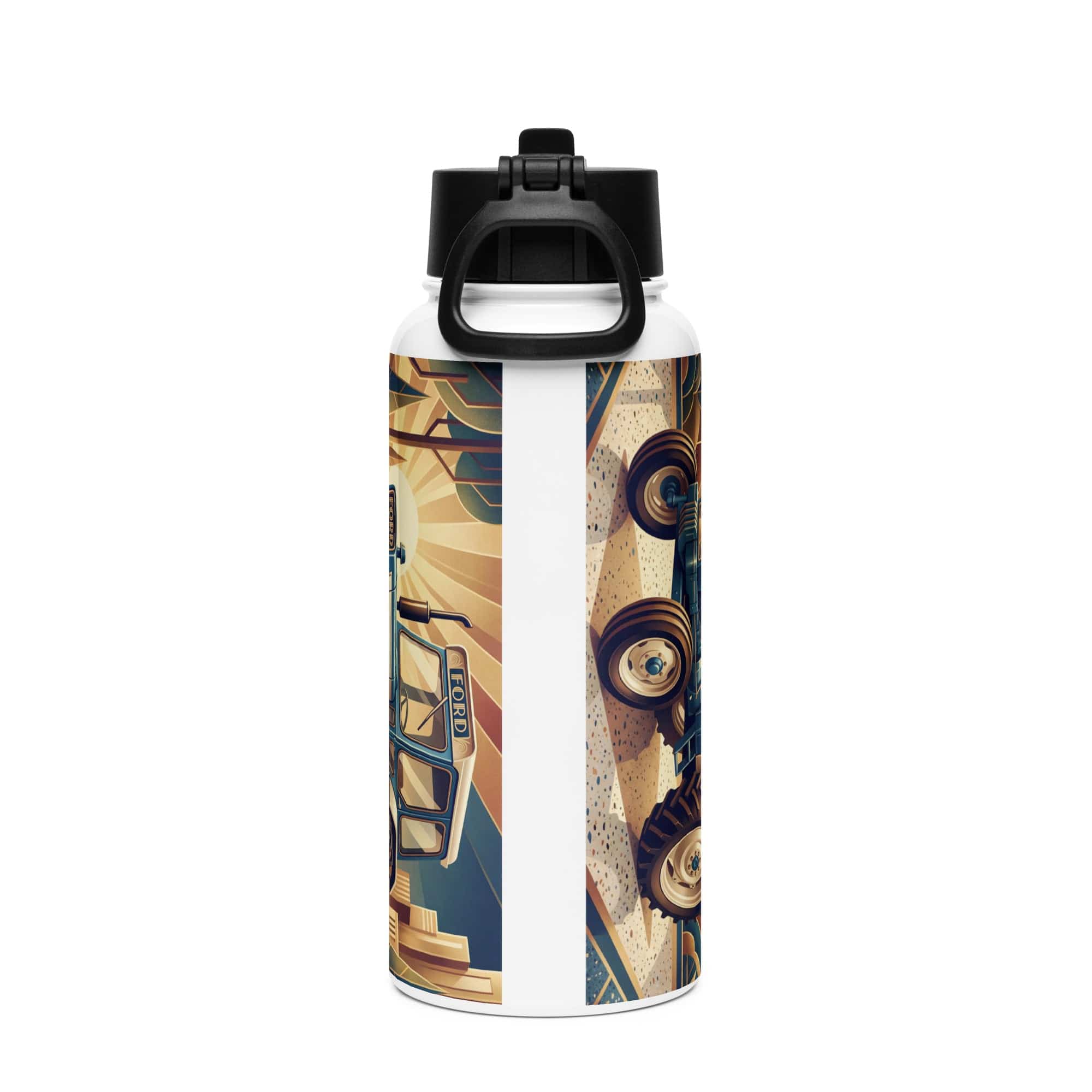 The Tractor Mugs Store Ford 5000 | Art Deco Stainless steel water bottle with a straw lid Quality Farmers Merch