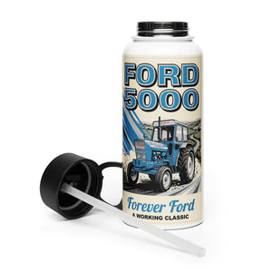 The Tractor Mugs Store Ford 5000 Retro | Stainless Steel Water Bottle Quality Farmers Merch