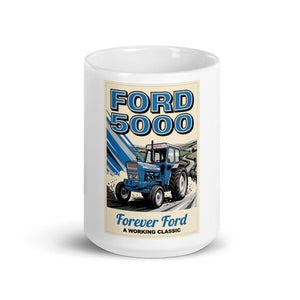 The Tractor Mugs Store Ford 5000 Retro | White Glossy Mug Quality Farmers Merch