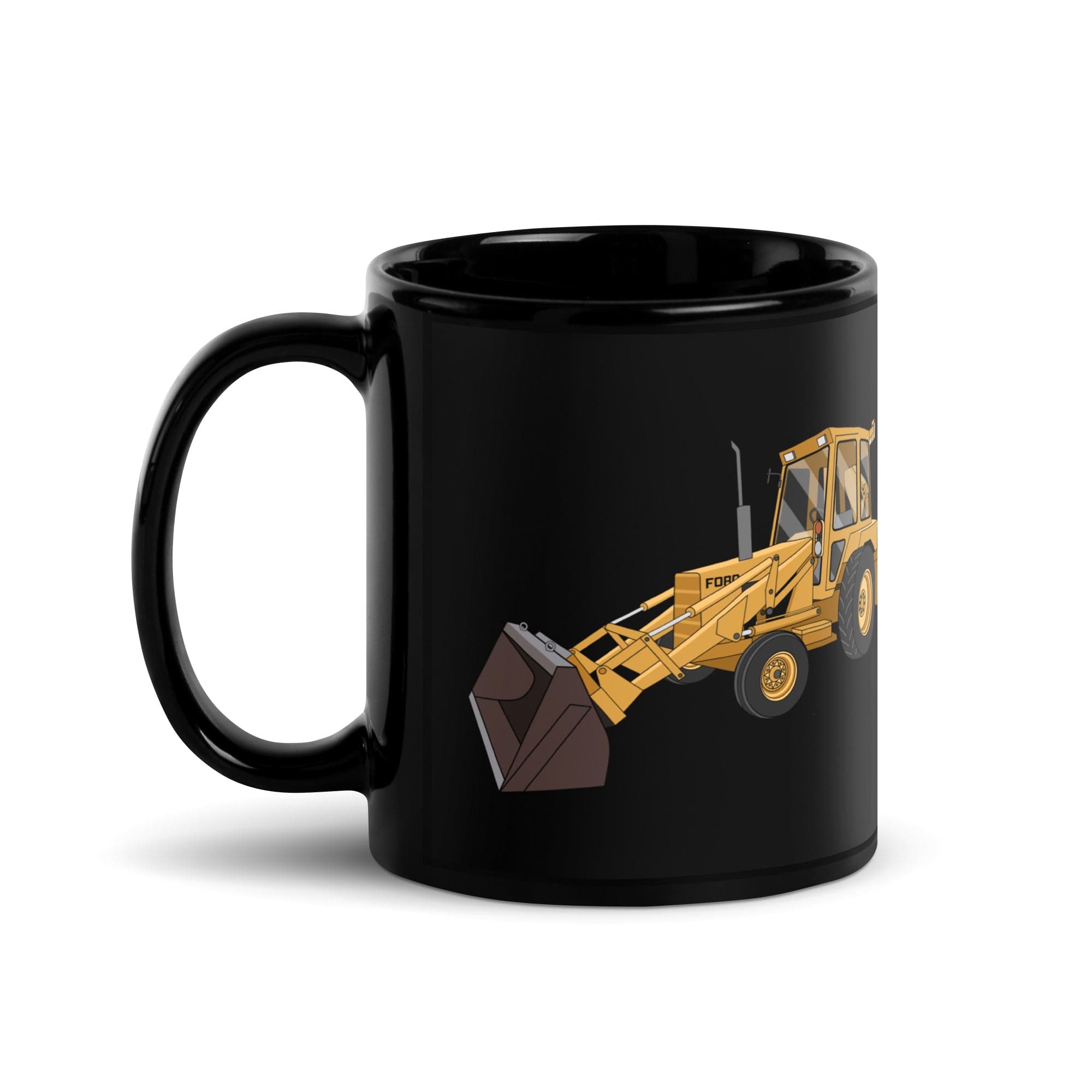 The Tractor Mugs Store Ford 550 Backhoe | Black Glossy Mug Quality Farmers Merch