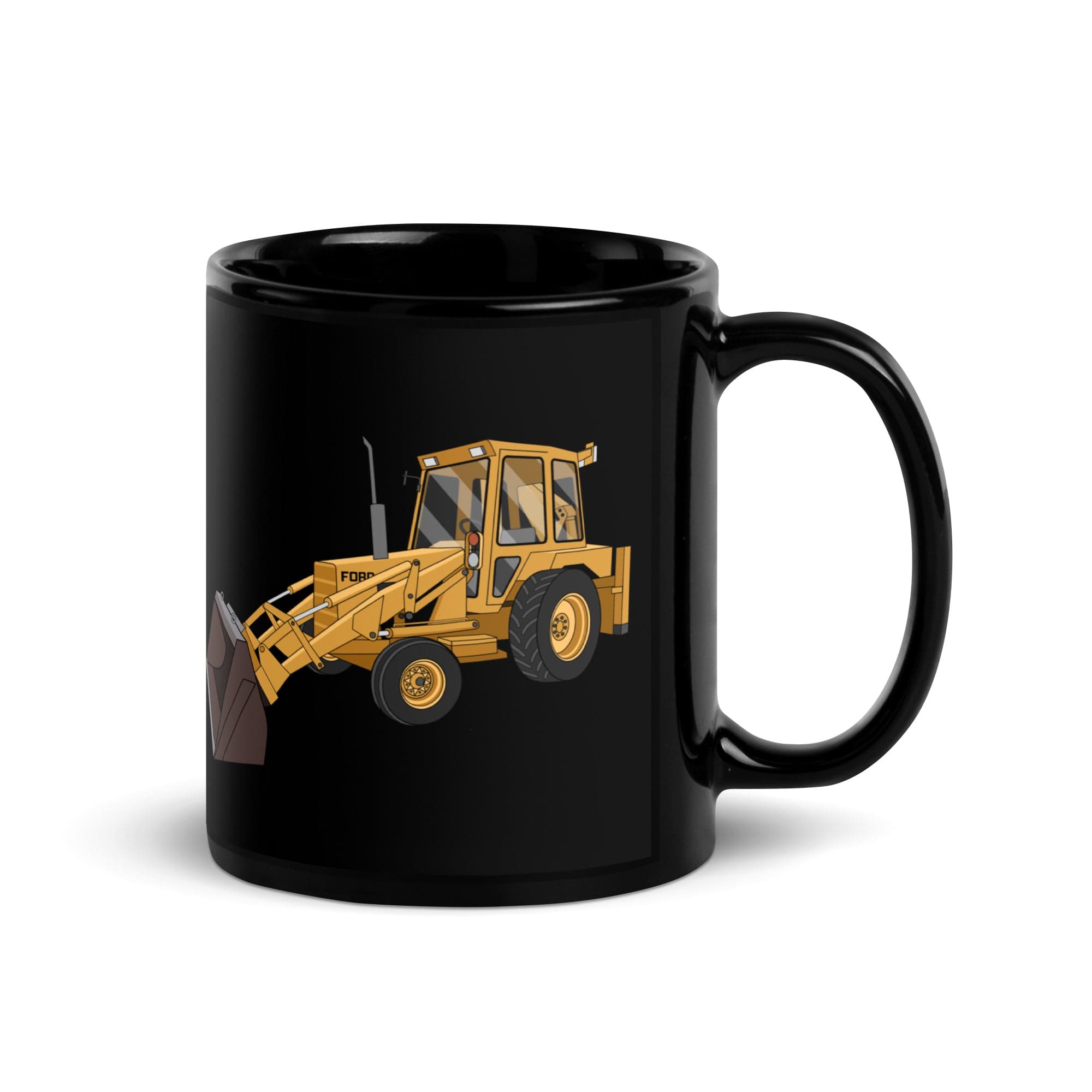 The Tractor Mugs Store Ford 550 Backhoe | Black Glossy Mug Quality Farmers Merch