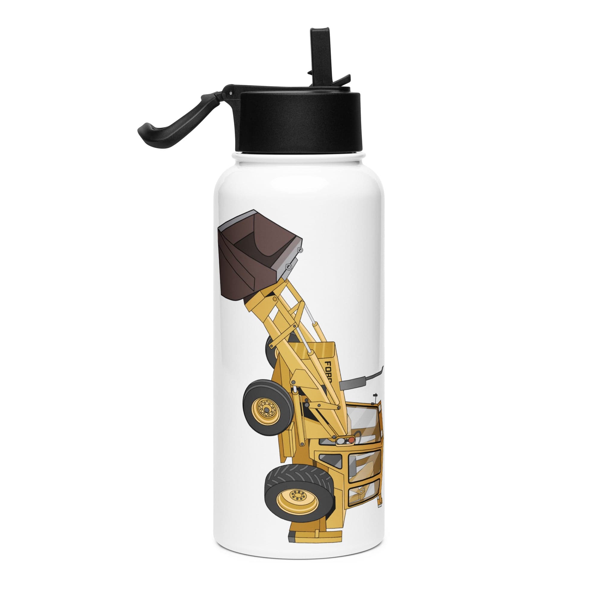 The Tractor Mugs Store Ford 550 Backhoe | Stainless steel water bottle with a straw lid Quality Farmers Merch