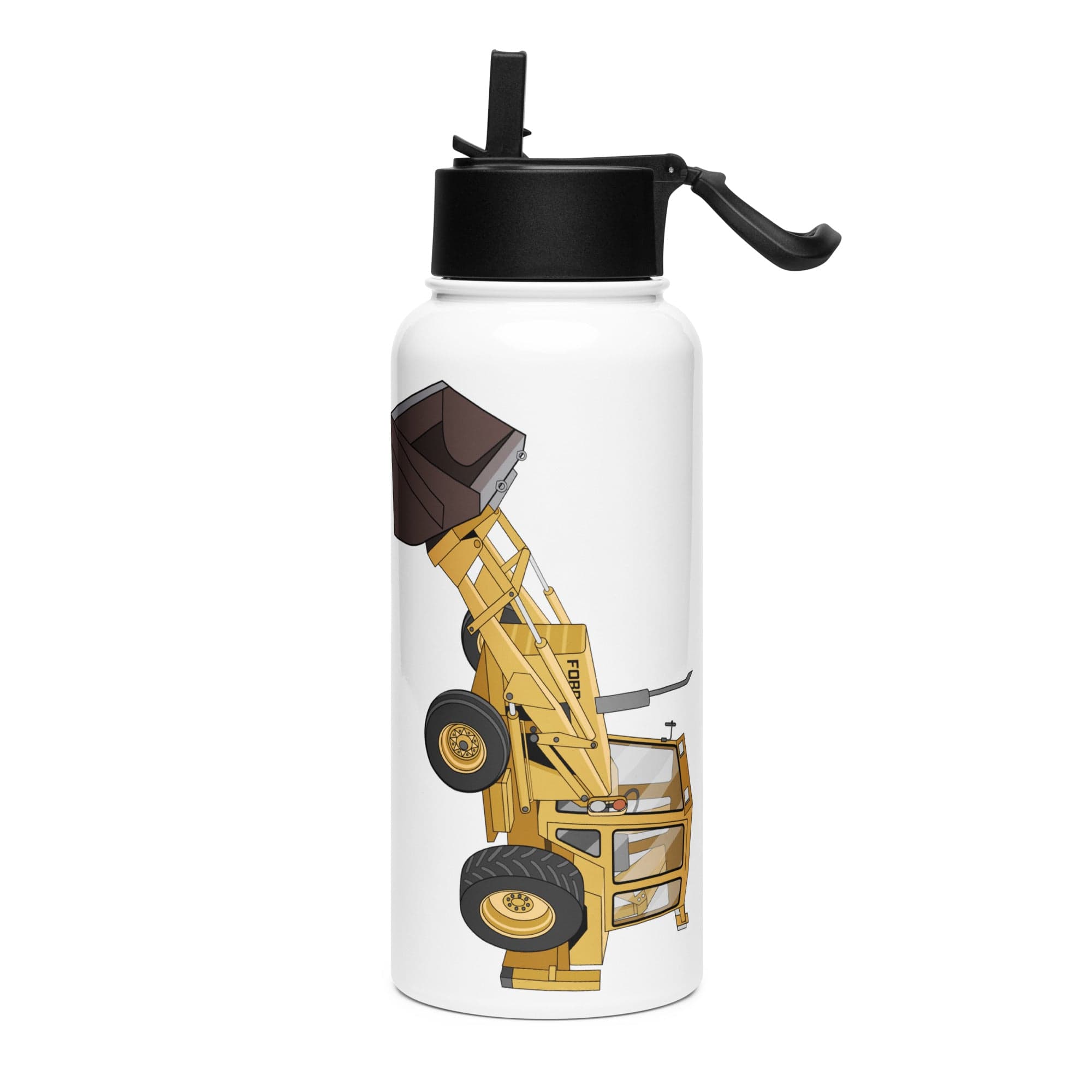 The Tractor Mugs Store Ford 550 Backhoe | Stainless steel water bottle with a straw lid Quality Farmers Merch