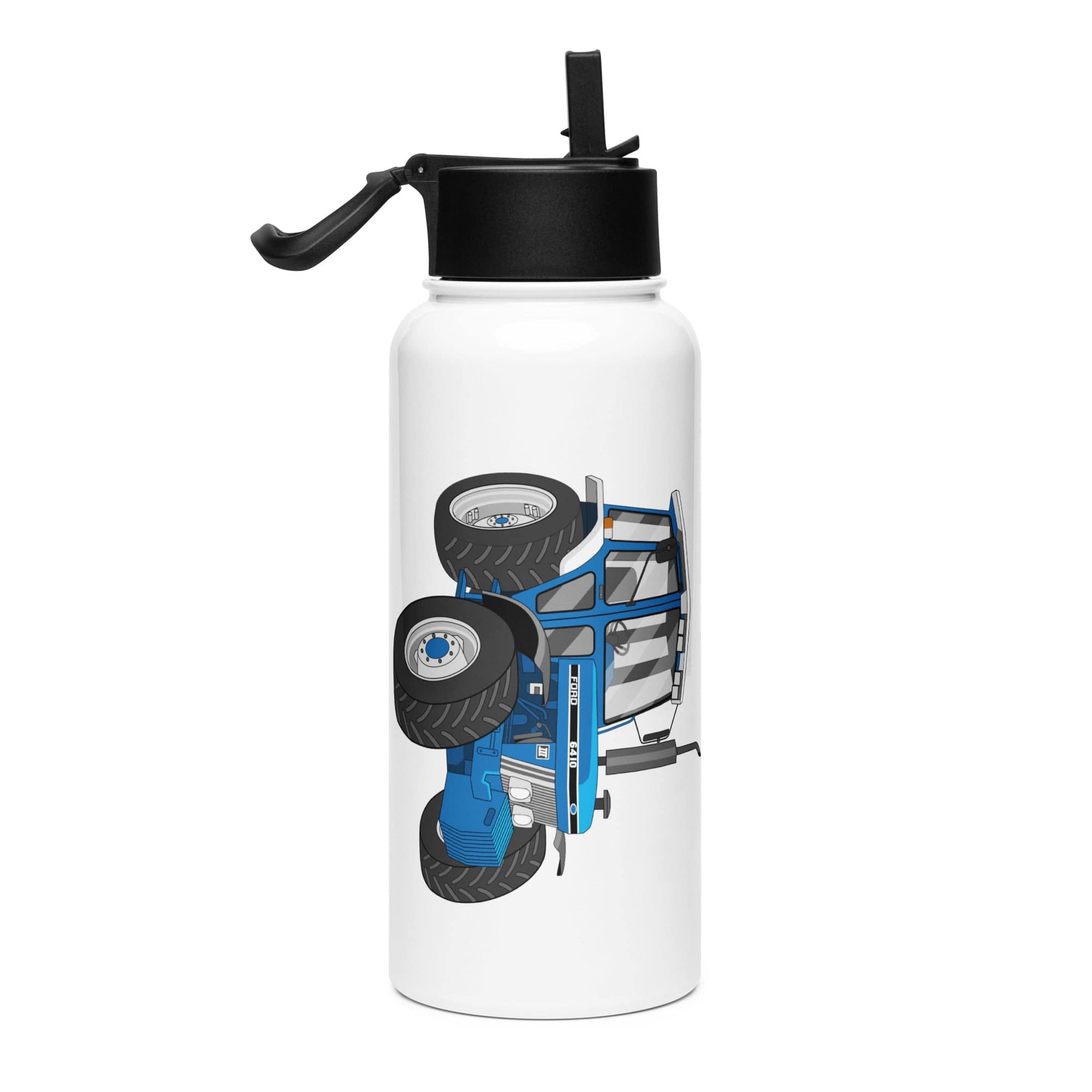 The Tractor Mugs Store Ford 6410 4WD | Stainless steel water bottle with a straw lid Quality Farmers Merch