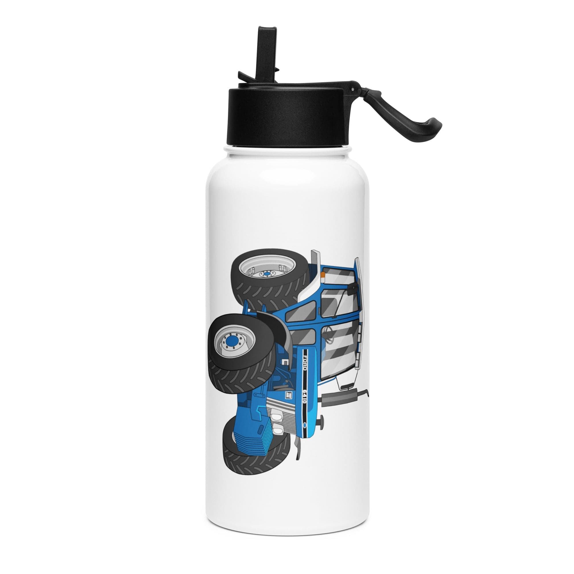 The Tractor Mugs Store Ford 6410 4WD | Stainless steel water bottle with a straw lid Quality Farmers Merch