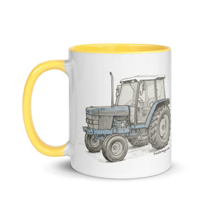 The Tractor Mugs Store Ford 6640 Pencil Sketch | Mug with Color Inside Quality Farmers Merch