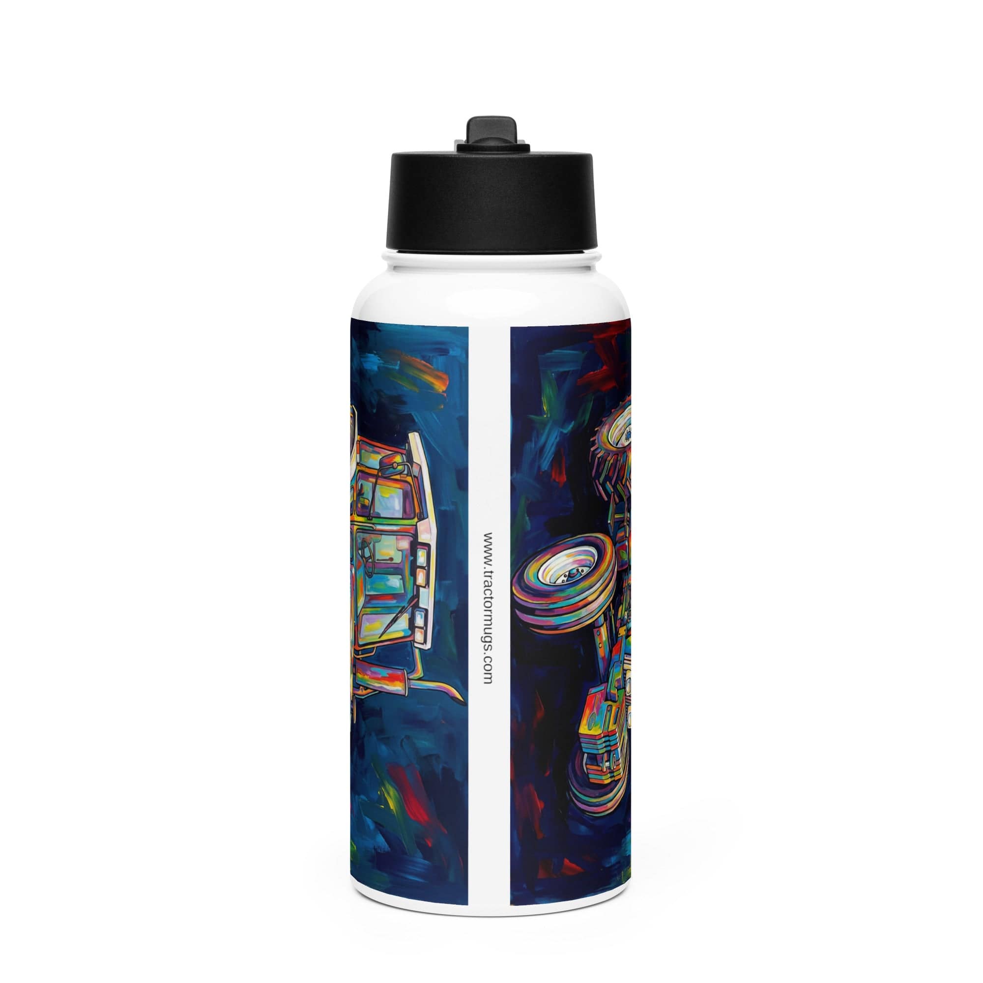 The Tractor Mugs Store Ford 6810 2WD | Splash Art Stainless steel water bottle with a straw lid Quality Farmers Merch