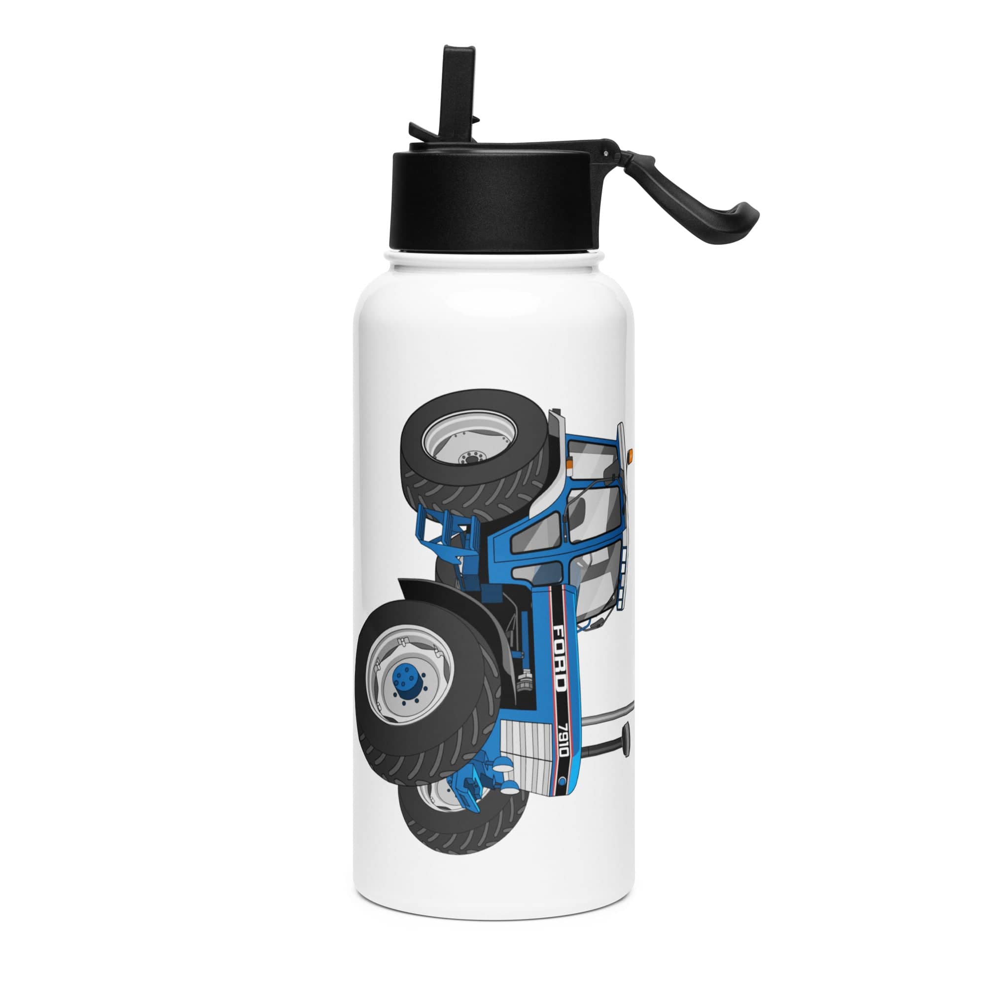 The Tractor Mugs Store Ford 7910 | Stainless steel water bottle with a straw lid Quality Farmers Merch