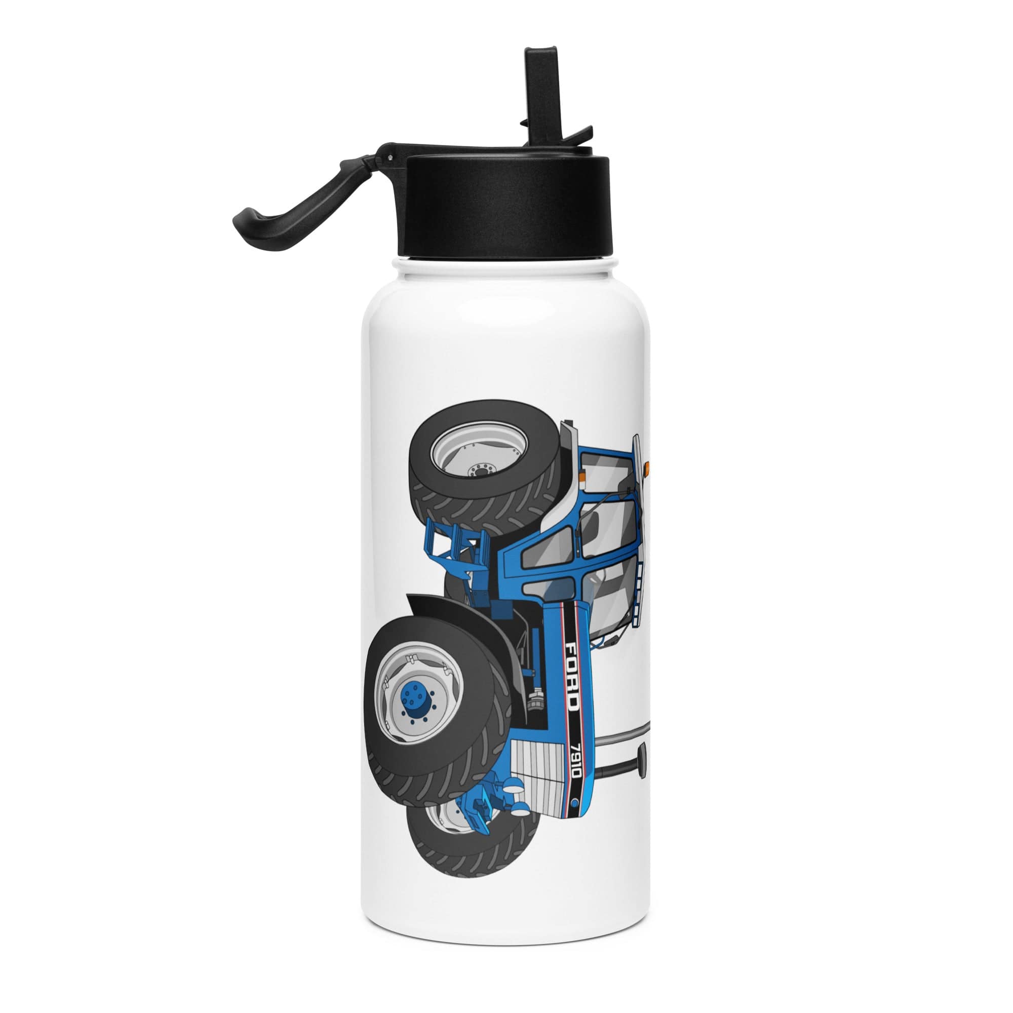 The Tractor Mugs Store Ford 7910 | Stainless steel water bottle with a straw lid Quality Farmers Merch