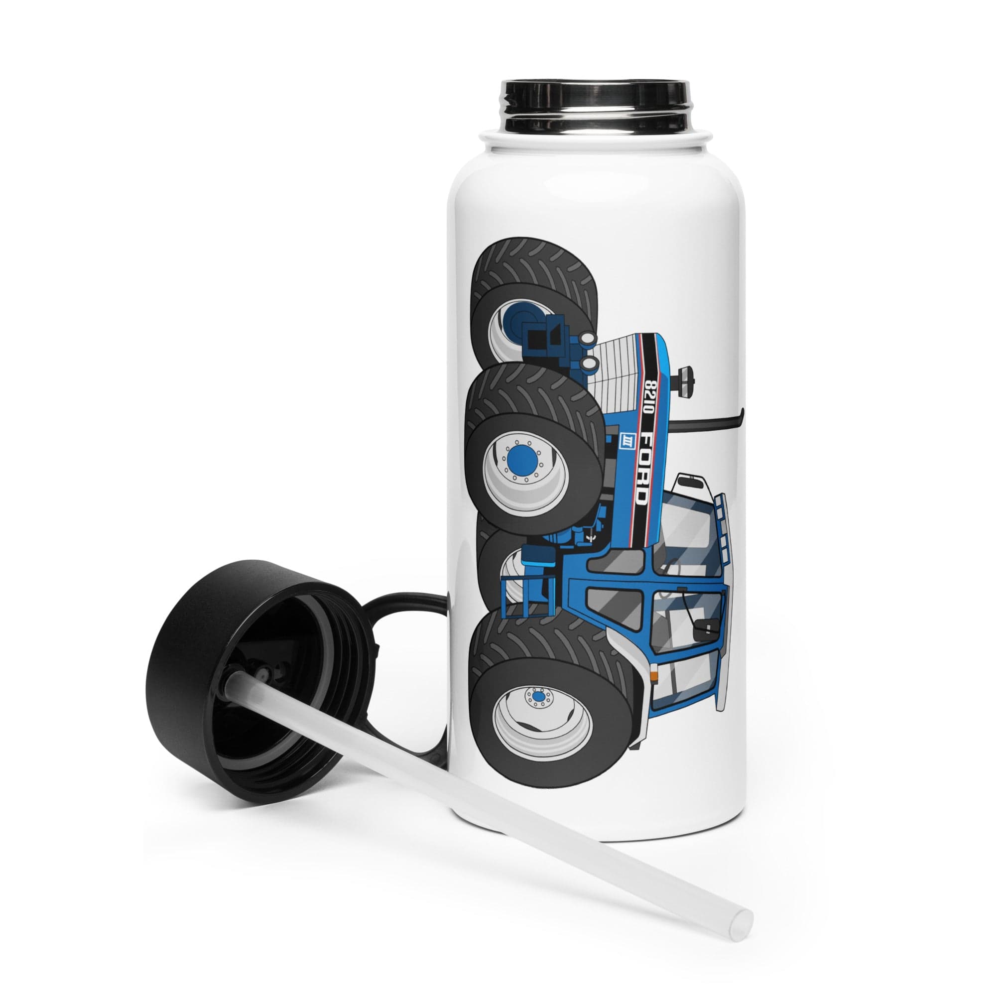 The Tractor Mugs Store Ford 8210 4WD  | Stainless steel water bottle with a straw lid Quality Farmers Merch