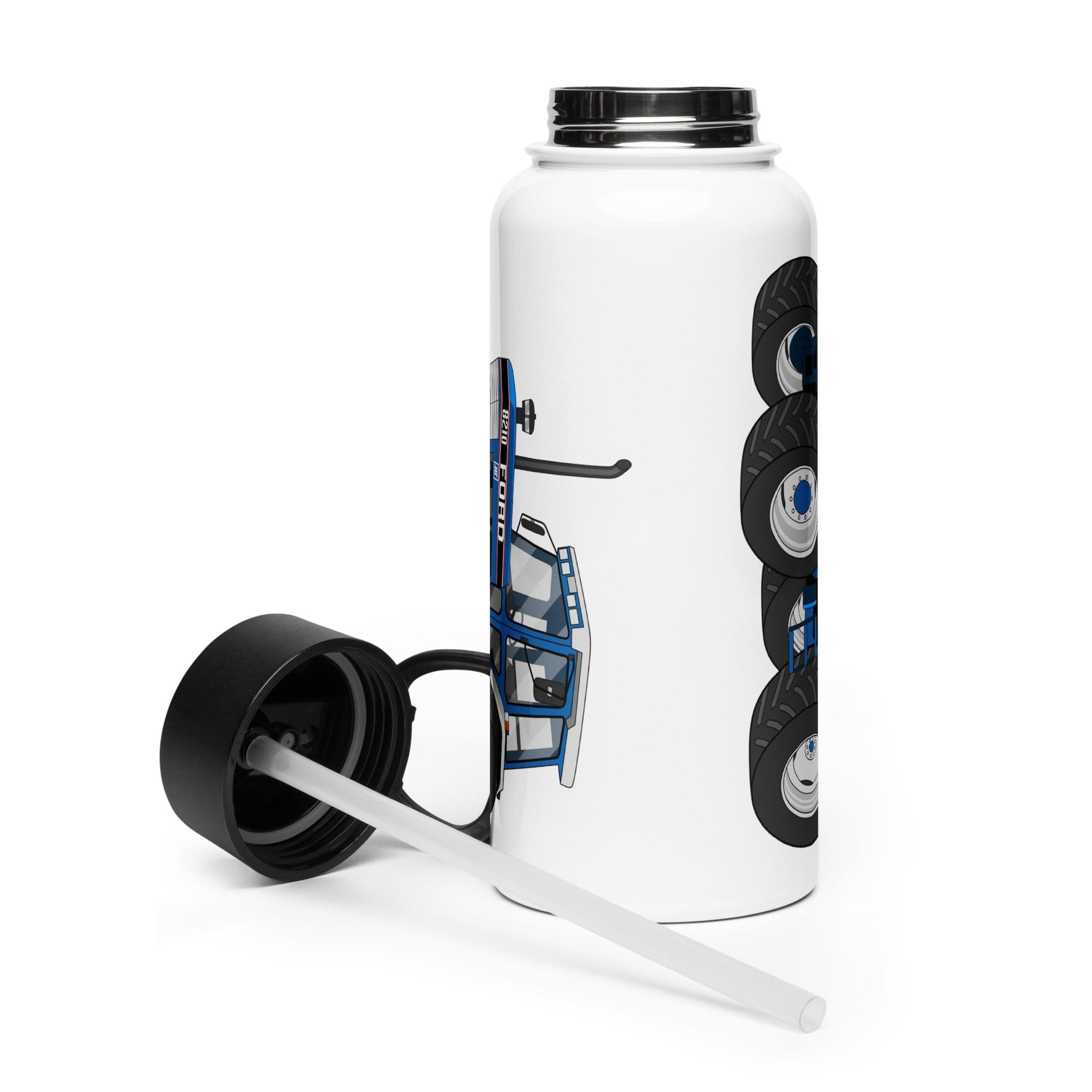 The Tractor Mugs Store Ford 8210 4WD  | Stainless steel water bottle with a straw lid Quality Farmers Merch