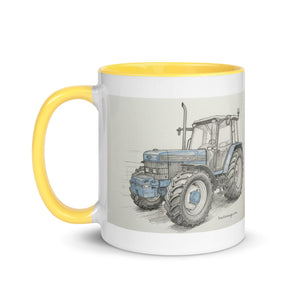 The Tractor Mugs Store Ford 8340 Pencil Sketch | Mug with Color Inside Quality Farmers Merch