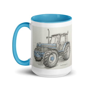 The Tractor Mugs Store Ford 8340 Pencil Sketch | Mug with Color Inside Quality Farmers Merch