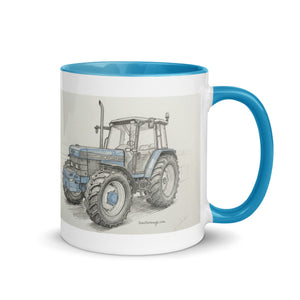 The Tractor Mugs Store Ford 8340 Pencil Sketch | Mug with Color Inside Quality Farmers Merch