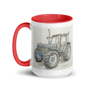 The Tractor Mugs Store Ford 8340 Pencil Sketch | Mug with Color Inside Quality Farmers Merch