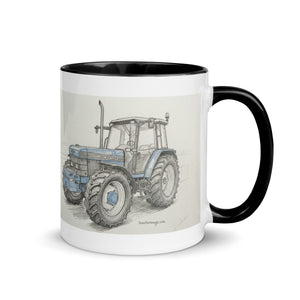 The Tractor Mugs Store Ford 8340 Pencil Sketch | Mug with Color Inside Quality Farmers Merch