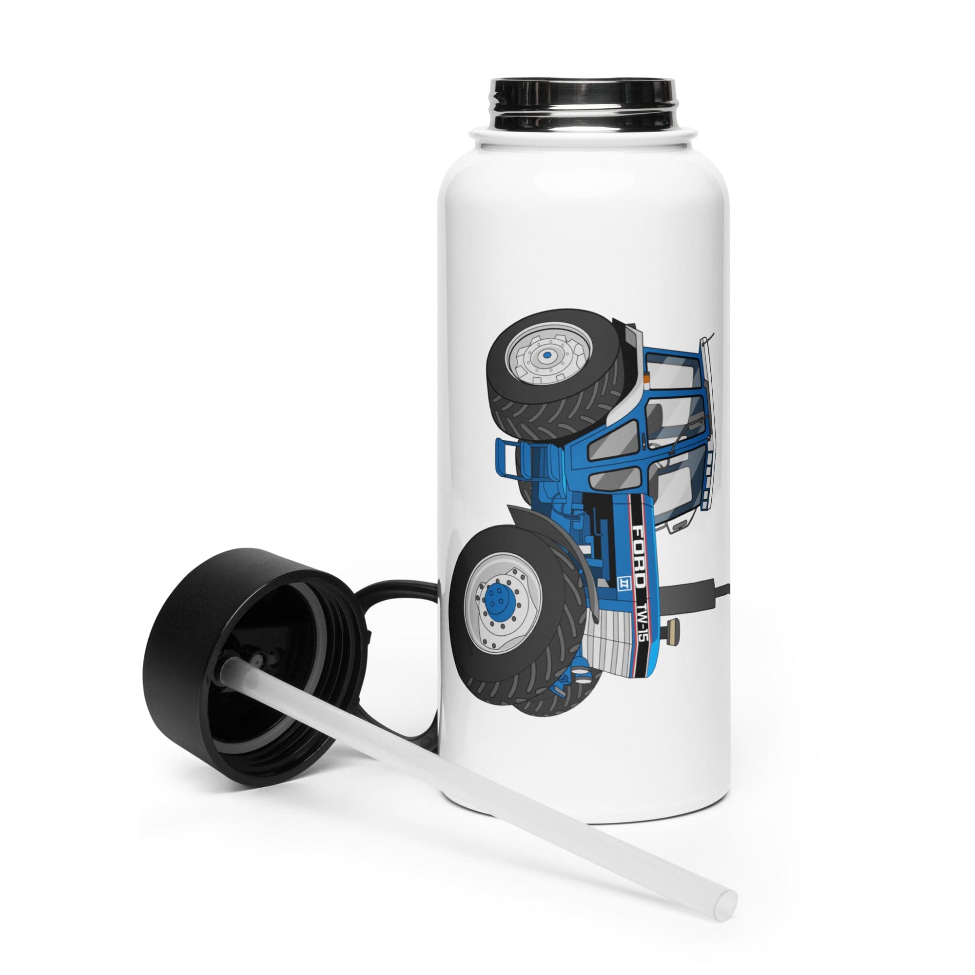 The Tractor Mugs Store Ford TW 15  | Stainless steel water bottle with a straw lid Quality Farmers Merch