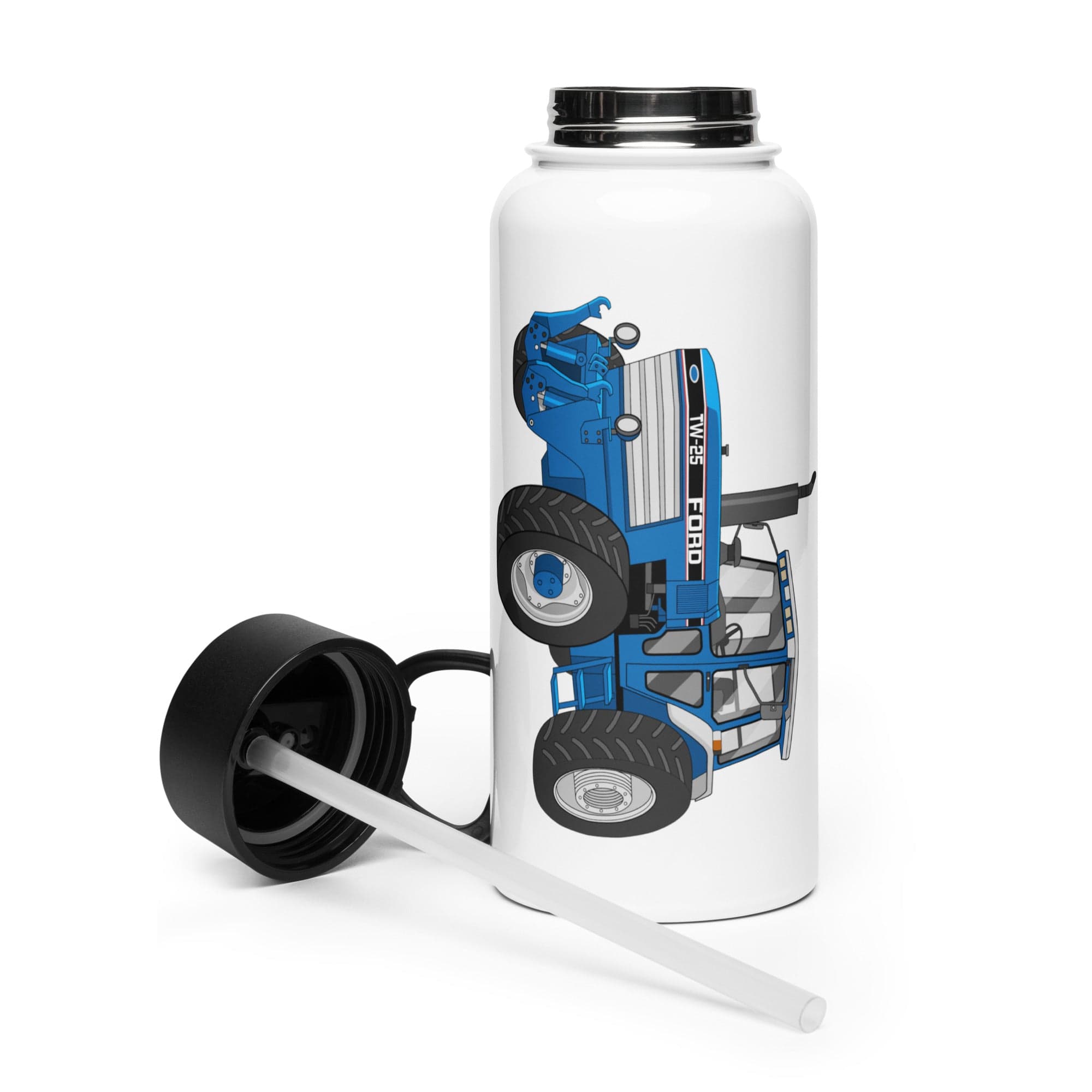 The Tractor Mugs Store Ford TW 25 | Stainless steel water bottle with a straw lid Quality Farmers Merch