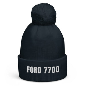 The Tractor Mugs Store French Navy Ford 7700 | Pom-Pom Beanie Quality Farmers Merch