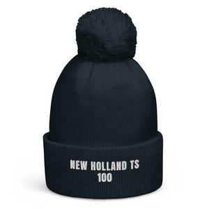 The Tractor Mugs Store French Navy New Holland TS 100 | Pom-Pom Beanie Quality Farmers Merch