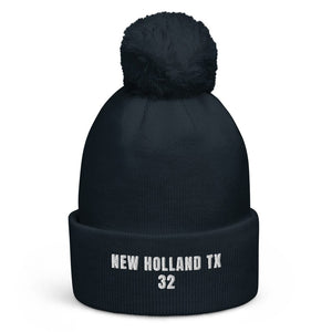 The Tractor Mugs Store French Navy New Holland TX 32 | Pom-Pom Beanie Quality Farmers Merch
