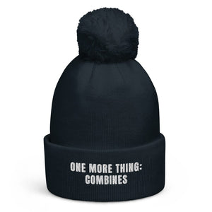 The Tractor Mugs Store French Navy One More Thing: Combines | Pom-Pom Beanie Quality Farmers Merch