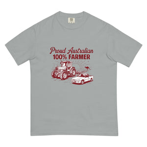 The Tractor Mugs Store Granite Massey Ferguson 3075 PROUD AUSTRALIAN 100% FARMER Two Tone | Unisex Premium T-shirt Quality Farmers Merch