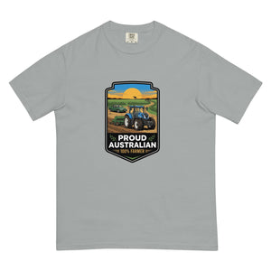 The Tractor Mugs Store Granite New Holland T7.210 PROUD AUSTRALIAN 100% FARMER Bright | Unisex Premium T-shirt Quality Farmers Merch