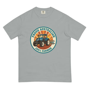 The Tractor Mugs Store Granite New Holland T7.210 PROUD AUSTRALIAN 100% FARMER Retro | Unisex Premium T-shirt Quality Farmers Merch