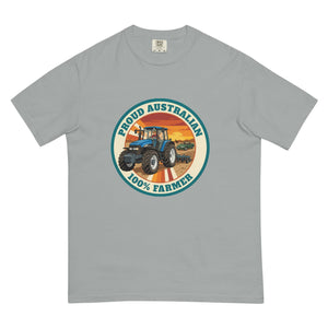 The Tractor Mugs Store Granite New Holland TM 135 PROUD AUSTRALIAN 100% FARMER Retro | Unisex Premium T-shirt Quality Farmers Merch