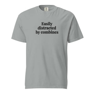 The Tractor Mugs Store Granite / S Easily Distracted By Combines | Unisex Premium T-shirt Quality Farmers Merch
