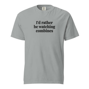 The Tractor Mugs Store Granite / S I'd Rather Be Watching Combines | Unisex Premium T-shirt Quality Farmers Merch
