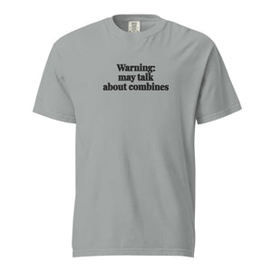 The Tractor Mugs Store Granite / S Warning: May Talk About Combines | Unisex Premium T-shirt Quality Farmers Merch