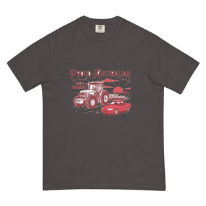 The Tractor Mugs Store Graphite John Deere 7810 PROUD AUSTRALIAN 100% FARMER Two Tone | Unisex Premium T-shirt Quality Farmers Merch