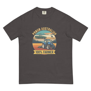 The Tractor Mugs Store Graphite New Holland T7.210 PROUD AUSTRALIAN 100% FARMER Outdoor | Unisex Premium T-shirt Quality Farmers Merch