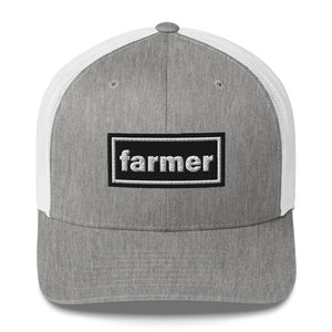 The Tractor Mugs Store Heather Grey/White Oasis Style Retro Farmer Trucker Cap Quality Farmers Merch