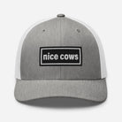 The Tractor Mugs Store Heather Grey/White Oasis Style Retro Nice Cows | Trucker Cap Quality Farmers Merch