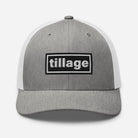 The Tractor Mugs Store Heather Grey/White Oasis Style Retro Tillage | Trucker Cap Quality Farmers Merch
