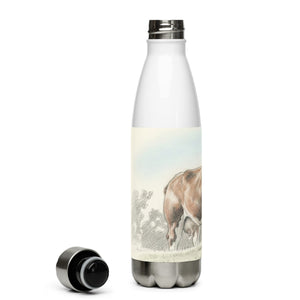The Tractor Mugs Store Hereford Cow Pencil Sketch | Stainless Steel Water Bottle Quality Farmers Merch