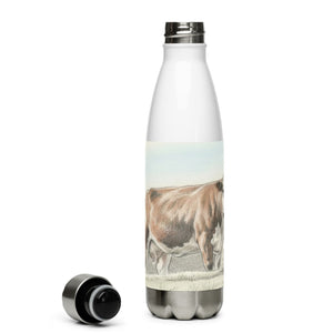 The Tractor Mugs Store Hereford Cow Pencil Sketch | Stainless Steel Water Bottle Quality Farmers Merch