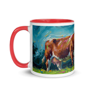The Tractor Mugs Store Hereford Cow Splash Art | Mug with Color Inside Quality Farmers Merch