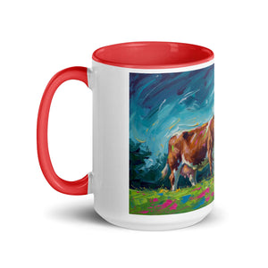 The Tractor Mugs Store Hereford Cow Splash Art | Mug with Color Inside Quality Farmers Merch