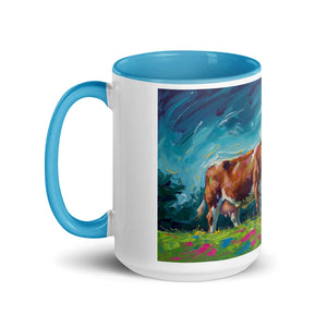 The Tractor Mugs Store Hereford Cow Splash Art | Mug with Color Inside Quality Farmers Merch