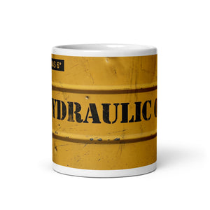 The Tractor Mugs Store Hydraulic Oil | White Glossy Mug Quality Farmers Merch