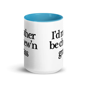 The Tractor Mugs Store I'D RATHER BE CHEW'N GRASS | Mug with Color Inside Quality Farmers Merch