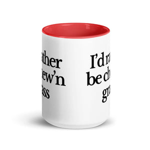 The Tractor Mugs Store I'D RATHER BE CHEW'N GRASS | Mug with Color Inside Quality Farmers Merch