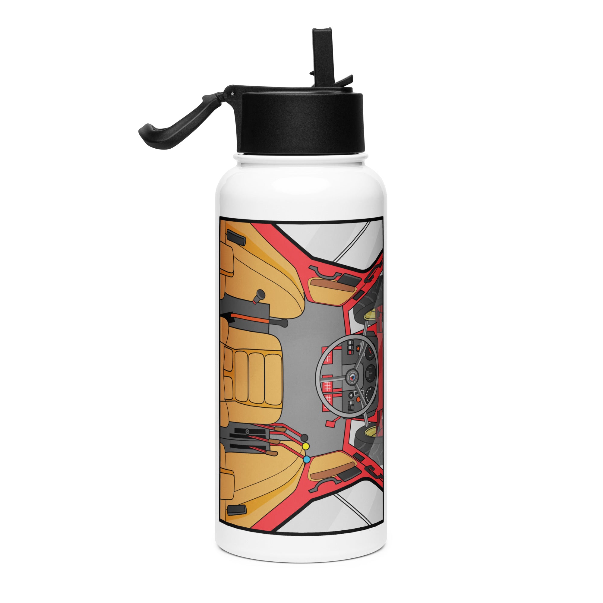 The Tractor Mugs Store International Cabin | Stainless steel water bottle with a straw lid Quality Farmers Merch