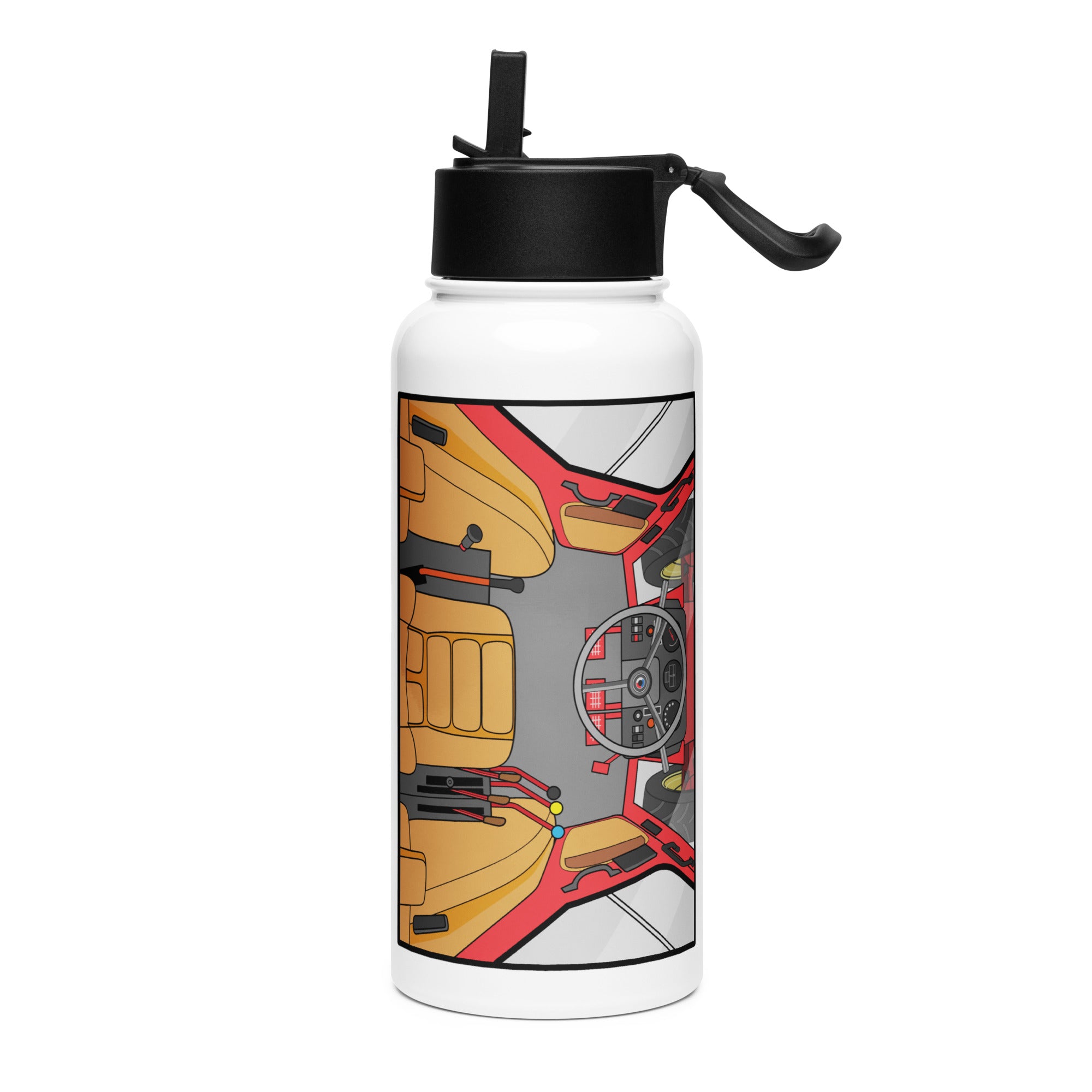 The Tractor Mugs Store International Cabin | Stainless steel water bottle with a straw lid Quality Farmers Merch